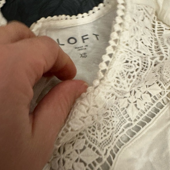 LOFT White Crochet Yoke Ruffle Sleeve Camisole - Picture 6 of 8